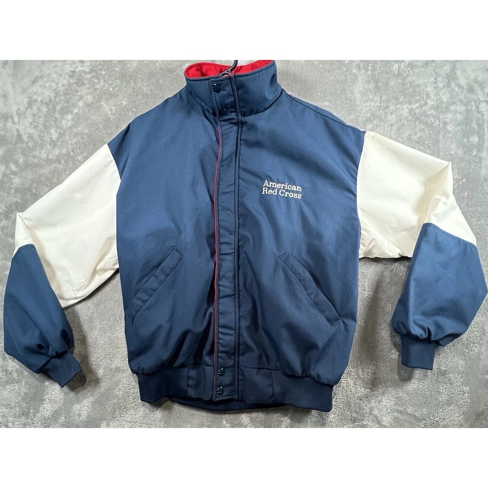 Mens Dunbrooke Pla-Jac American Red Cross Jacket Sz L Made In USA Red/White/Blue